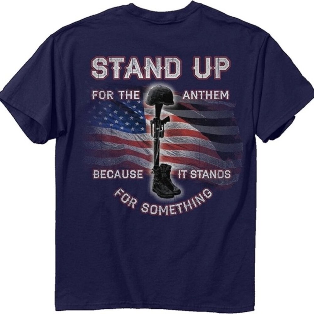 Buck Wear Stand Up for The Anthem Men's T-Shirt, Navy, Medium